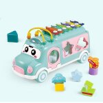 Jouet xylophone avec trieur de formes, bus scolaire a pousser et a tirer pour bbs et tout - petits, ...