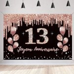 Joyeux 13 ans anniversaire banni�re, d�coration de f�te d'anniversaire de 13 ans banni�re de logo de ...