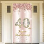 Joyeux 40 ans anniversaire banni�re en or rose, d�coration de f�te d'anniversaire 40 ans de banni�re ...