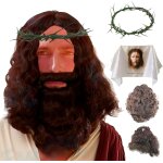 Jum - perruque 3 en 1 jsus et barbe, couronne d'pines, voile de veronica pour cosplay, accessoire pour ...