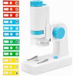Kaaql - mini microscope enfant portable - 80x - 200x microscope de poche avec lampe led et 12 sp�cimens, ...