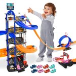 Kajgl - 5 etages garage pour enfants, parking voiture enfant avec 8 voitures, double rampe, ascenseur, ...