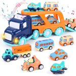 Kajgl - 7 en 1 jouet camion avec sons et lumires, jouet garage voiture pour enfants, transporter truck ...