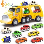 Kajgl - 9 en 1 camion transporteur voiture 1 2 3 4 5 ans, camion de transport voiture avec sons et lumires, ...