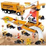 Kajgl - camion transporteur voiture, jouet de camions de remorque set avec excavatrice bulldozer, rouleau ...