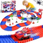 Kajgl - circuit voiture enfant, spider railcar, jouet de circuit automobile avec 2 voitures, 208 pcs ...