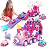 Kajgl - jouet de voiture de dessin anim pour enfants, 7 en 1, camion de transport, jouet de voiture ...
