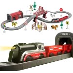 Kajgl - train electrique enfant 3 4 5 6 7 8 ans avec lumires, rouge train circuit voiture electrique ...