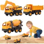 Kajgl - vhicules de construction, 3 pices engins de chantier jouet, camion a benne basculante, pelleteuse ...