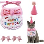 Kal - 1 bavoir, 1 bonnet d'anniversaire, 2 epingles a cheveux avec n?ud, bonnet d'anniversaire pour chiot ...