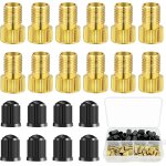 Kal - 18 pcs adaptateur de valve + 36 pcs bouchon valve velo, valve presta en laiton pour vtt, bicyclette, ... Kal - 18 pcs adaptateur de valve + 36 pcs bouchon valve velo, valve presta en laiton pour vtt, bicyclette, ...