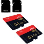 Kal - lot de 2 cartes mmoire micro sd 64 go classe 10 avec adaptateur sd haute vitesse pour tablette, ...