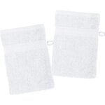 Kal - - lot de 2 gants de toilette - taille 15x21 cm - 100% coton bio - couleur blanc - modle lagune ...