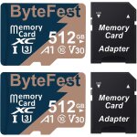 Kal - 2 pack carte mmoire microsd 512go avec 2 adaptateurs, uhs - i u3 c10 v30 4k uhd, tf card pour ...