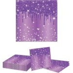 Kal - lot de 20 serviettes en papier violet avec diamants violets - décoration d'anniversaire pour cocktail, ... Kal - lot de 20 serviettes en papier violet avec diamants violets - décoration d'anniversaire pour cocktail, ...