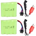 Kal - 2pcs 7. 4 v 1000 mah batterie lithium avec prise sm - 4p et cble de charge usb pour rc voiture ...