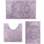 Kal - lot de 3 tapis de bain antidrapants et lavables - pour douche, baignoire, wc - violet clair
