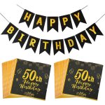 Kal - 40 pièces de mouchoirs pour 50e anniversaire, 1 drapeau d'anniversaire, serviette de décoration ... Kal - 40 pièces de mouchoirs pour 50e anniversaire, 1 drapeau d'anniversaire, serviette de décoration ...