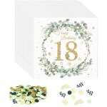 Kal - 40 pièces serviette anniversaire 18 ans, serviettes de table happy birthday blanc or tissu vaisselle ... Kal - 40 pièces serviette anniversaire 18 ans, serviettes de table happy birthday blanc or tissu vaisselle ...