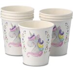 Kal - lot de 8 gobelets en carton pour anniversaire d'enfant - 200 ml - licorne - gobelets en papier ...