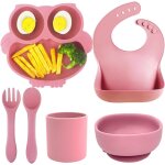 Kal - assiette bb set coffret repas bebe avec ventouse, 6 pices, assiette compartiment bol fourche ...