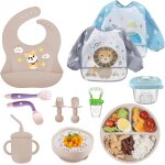 Kal - assiette bb set repas silicone, lot de 10 coffret repas bebe, enfant set couverts vaisselle pour ...