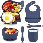 Kal - assiette bb set avec ventouse assiette bol cuillere fourchette bavoir tasse 6 pices silicone ...