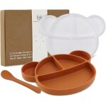 Kal - assiette silicone avec ventouse pour bb assiette antiderapante avec couvercle et cuillre assiette ...