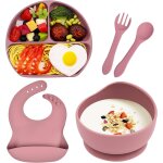 Kal - assiette ventouse pour bb silicone coffret repas set enfants avec assiette bol bavoir cuillere ...