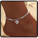 Kal - bracelets de cheville d't pour femme avec croix en cristal et c?ur
