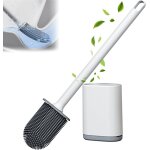 Kal - brosse de toilette, en silicone, noire, sans perçage, avec poils flexibles, support a séchage rapide, ... Kal - brosse de toilette, en silicone, noire, sans perçage, avec poils flexibles, support a séchage rapide, ...
