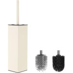 Kal - brosse wc blanc, brosse toilettes wc metal incluant 2 ttes de brosse, balai wc carr autoportant ...