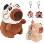 Kal - capybara lot de 2 porte - cls en peluche, peluche capybara en forme de panda, porte - cls en ...