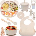 Kal - coffret repas bebe 10 pices, assiette bebe set vaisselle antiderapant silicone avec ventouse assiette ...