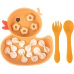 Kal - coffret repas bebe 3 pices assiette ventouse, bavoir bebe - cuillere bebe apprentissage - vaisselle ...