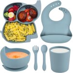 Kal - coffret repas bb 6 pices assiette compartiment avec ventouse bol fourche cuillre bavoir et ...