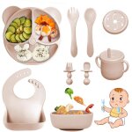 Kal - coffret repas bebe 9 pices, vaisselle antiderapant pour bb set silicone avec ventouse assiette ...