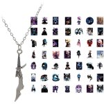 Kal - collier anime solo leveling + 50 autocollants, collier tendance pour garçons, colliers de dessin ... Kal - collier anime solo leveling + 50 autocollants, collier tendance pour garçons, colliers de dessin ...