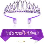 Kal - diadème violet pour 100e anniversaire - diadème en cristal - décorations d'anniversaire - kit de ... Kal - diadème violet pour 100e anniversaire - diadème en cristal - décorations d'anniversaire - kit de ...