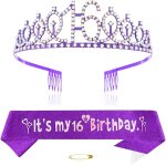 Kal - diadème violet pour 16e anniversaire - diadème en cristal - décorations d'anniversaire - kit de ... Kal - diadème violet pour 16e anniversaire - diadème en cristal - décorations d'anniversaire - kit de ...