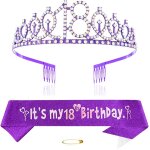 Kal - diadème violet pour 18e anniversaire - diadème en cristal - décorations d'anniversaire - kit de ... Kal - diadème violet pour 18e anniversaire - diadème en cristal - décorations d'anniversaire - kit de ...