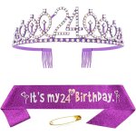 Kal - echarpe d'anniversaire pour 24e anniversaire - couronne de princesse - diadme de reine avec strass ...