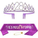 Kal - echarpe d'anniversaire pour 28e anniversaire - couronne de princesse - diadme de reine avec strass ...