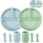 Kal - ensemble d'alimentation pour bébé en silicone lot de 2 plaques ventouses divisées en silicone et ... Kal - ensemble d'alimentation pour bébé en silicone lot de 2 plaques ventouses divisées en silicone et ...