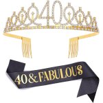 Kal - ensemble diadme noir dor et strass - cadeau d'anniversaire pour femme - dcoration de fte d'anniversa ...