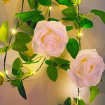 Kal - guirlande de fleurs artificielles avec 20 led - 2 mtres a suspendre - guirlande de roses pour ...