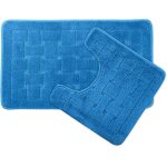 Kal - orkney crosshatch lot de 2 tapis de bain bleu 45 x 75 cm