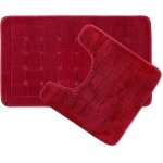 Kal - orkney ensemble lot de 7 tapis de bain antidrapants, polypropylne, bordeaux, mat 45x75cm / pedestal ...