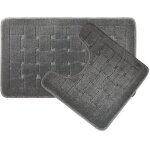 Kal - orkney ensemble lot de 8 tapis de bain antidrapants, polypropylne, argent, mat 45x75cm / pedestal ...