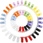 Kal - pince a sucette bretelle attache clip en plastique - lot de 50 pices, 10 couleurs